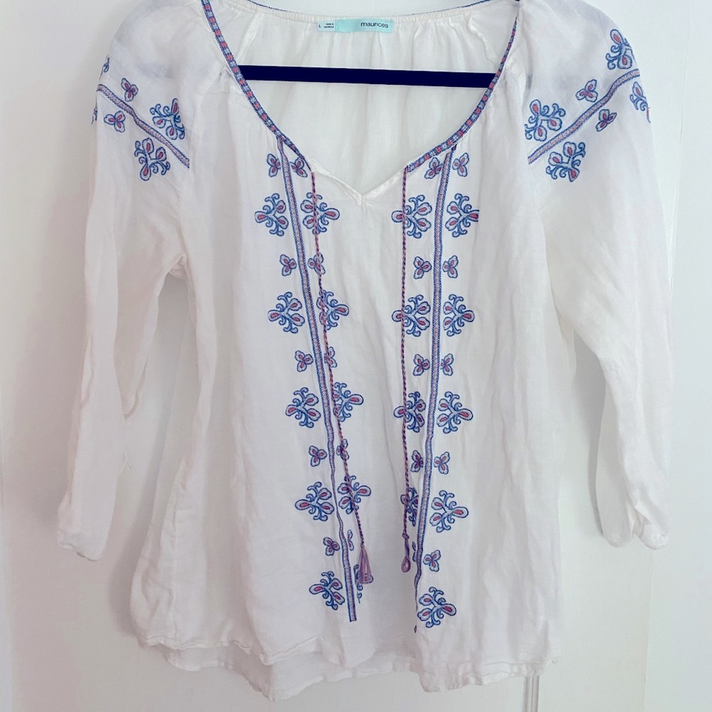 Bohemian gauze top with embroidery